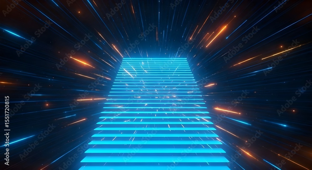 Poster 3d rendering of abstract geometric background with glowing lines. futuristic sci-fi tunnel.