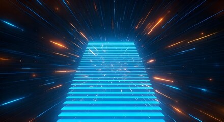 3d rendering of abstract geometric background with glowing lines. Futuristic Sci-Fi tunnel.