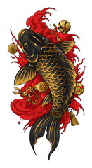 chinese koi with red background
