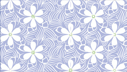 Fototapeta premium Stylized Flowers With Loop Shaped Petals - Botanical Seamless Vector
