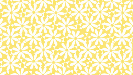 Fototapeta premium Stylized Yellow Daisies Arranged In A - Botanical Seamless Vector
