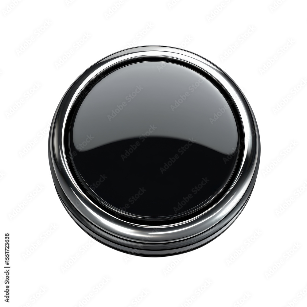 Poster gleaming circle polished chrome ring metallic button isolated element on transparent background