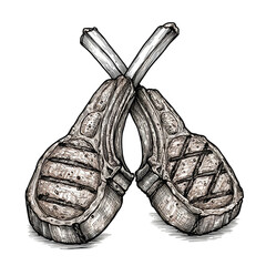 Illustration Of Grilled Lamb Chops Meat Food With Transparent Background