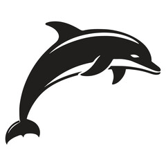 Obraz premium A dolphin silhouette in black and white against a white backdrop