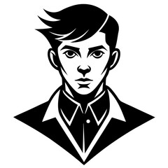 Silhouette Vector Art Illustration of Young Man Avatar Design