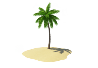 Illustration Of Palm Tree On Sandy Island In Transparent Background