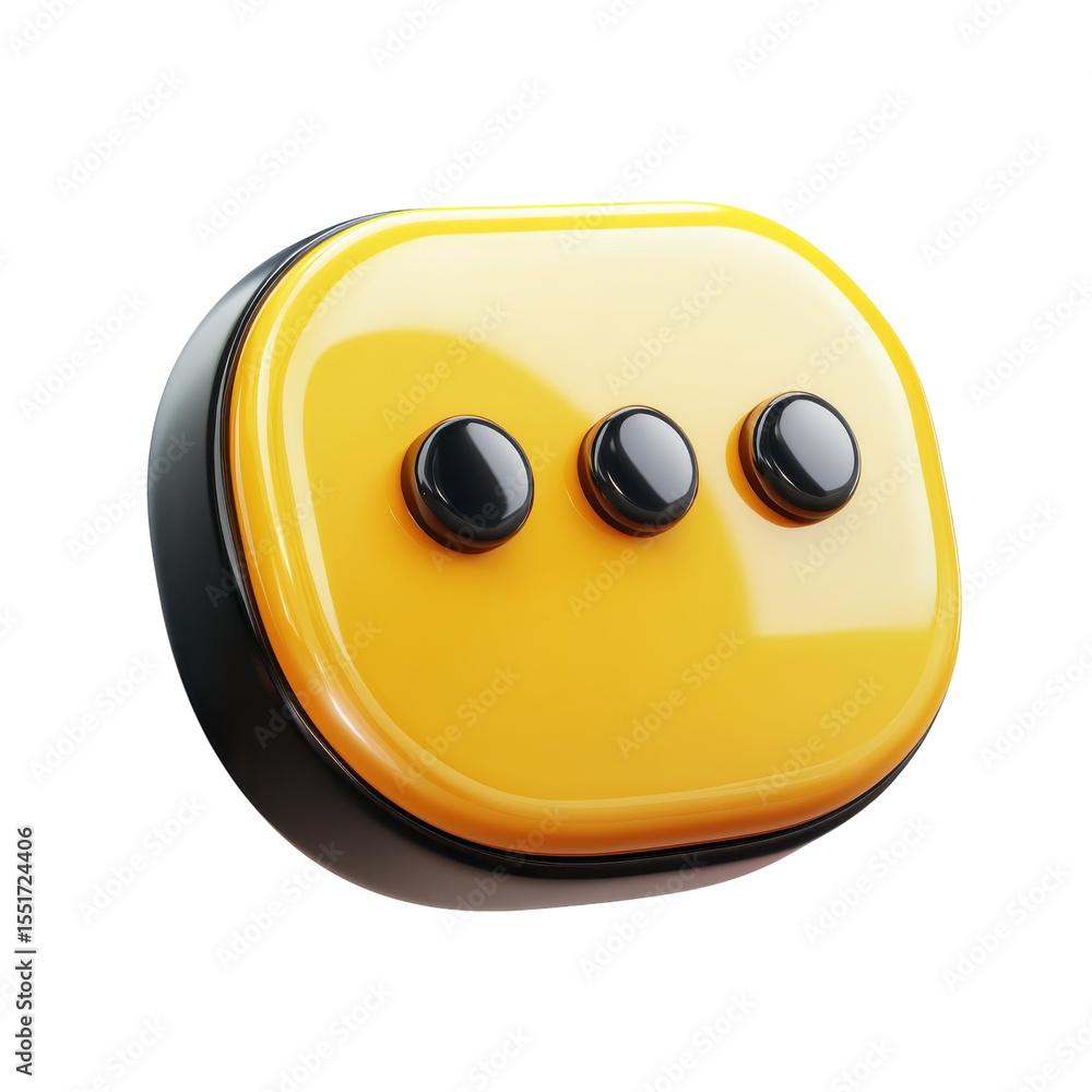 Poster yellow message indicator icon ellipsis for waiting typing thinking in on transparent background