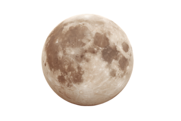 Detailed view of a full moon's surface craters and texture.