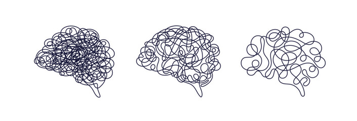 Tangled scribble brain Vector line sign Chaos mind