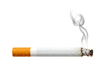 A Burning Cigarette with Smoke isolated on transparent background