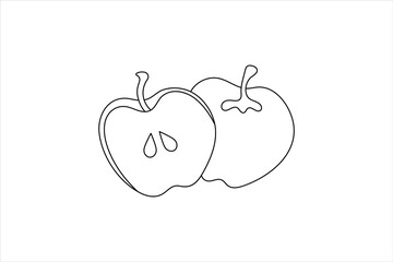 Fototapeta premium Apple continuous one line art and frui isolated outline minimalist vector illustration 