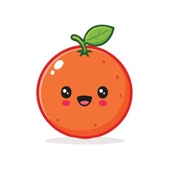 Obraz premium Minimal Flat Vector of Cute Grapefruit with Bold Black Outline and Happy Expression in Clean Style