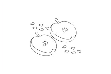 Apple continuous one line art and frui isolated outline minimalist vector illustration
