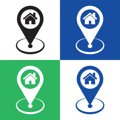 Home Location Pin Icon Set