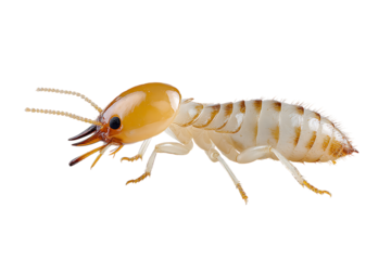 Detailed image of a subterranean termite on a black background.