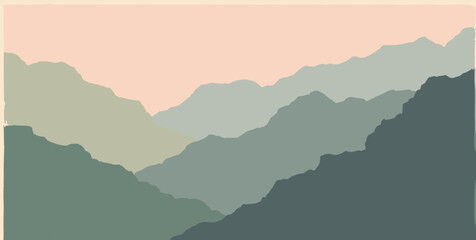 Parallel triangle rows in blush, olive green, and slate gray