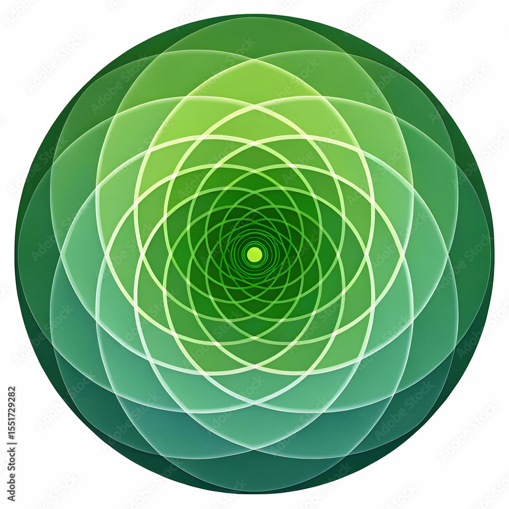 Fototapete elliptical green shapes creating a 3d illusion wit