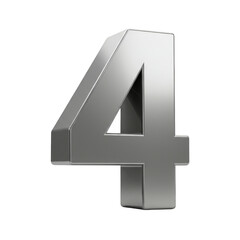 Illustration of Silver Metallic Number Four 3d Rendering Isolated