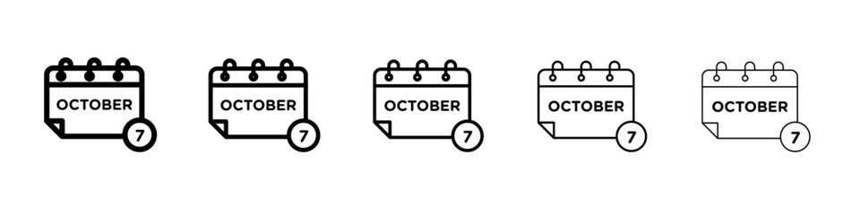 7 october date icon simple illustration logo art