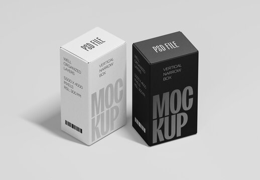 Vertical Boxes Mockup for Packaging Design and Retail Branding
