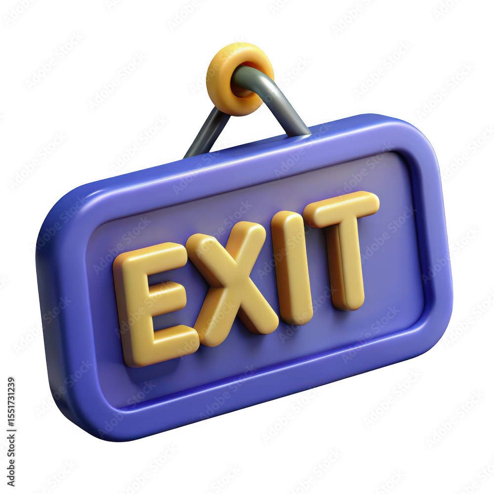 Poster 3d exit sign isolated on transparent background