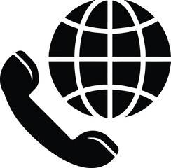 Global communication phone contact icon