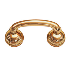 Golden brass handle hardware luxury elegant curve design metallic shine on transparent background