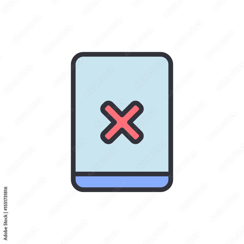 Aufkleber smartphone with red cross symbol representing error or cancellation