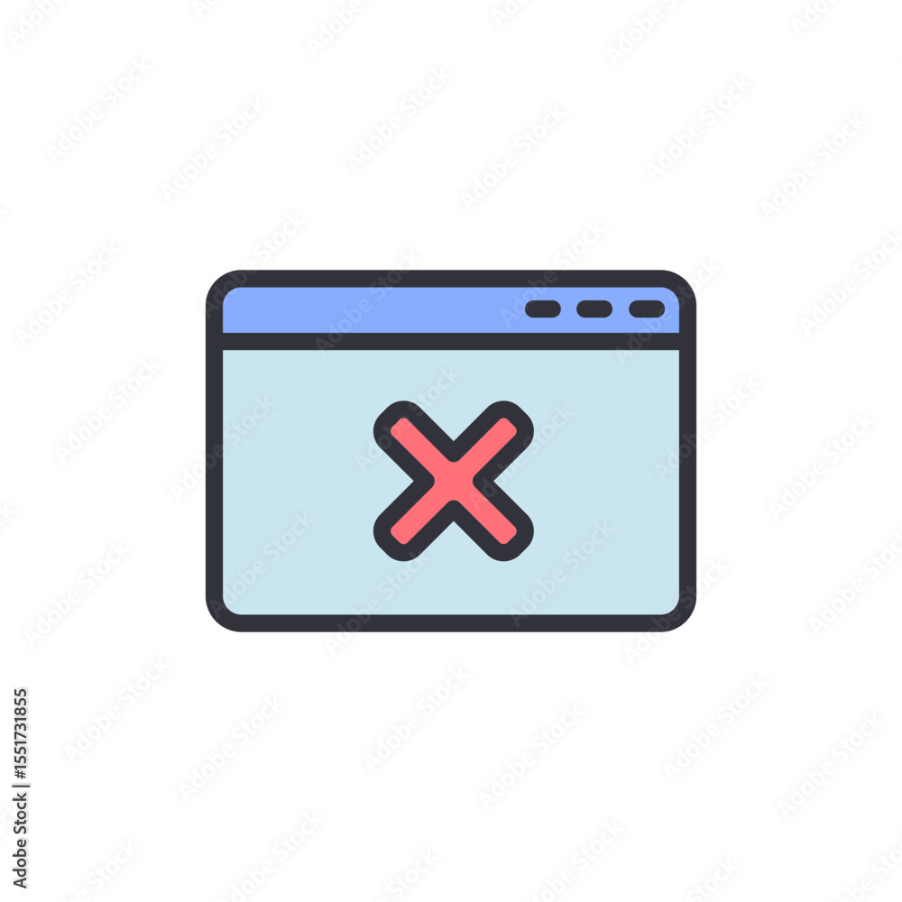 Poster cross sign inside browser window representing error or closure
