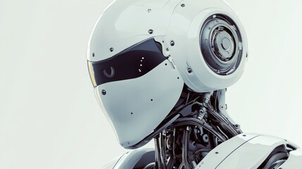 Close-up of a futuristic robot head