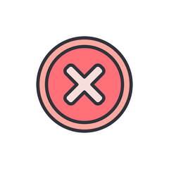 Fototapeta premium Circular Cross Mark Icon With Outline On Transparent Background