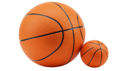 Fototapeta premium Illustration of Two Orange Basketball Balls Different Sizes On Transparent