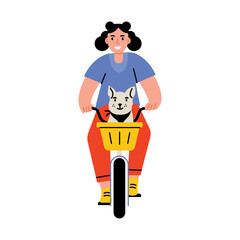 A flat style illustration showing bike buddy pet 
