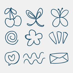 hand drawn line doodles elements collection
