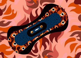 Obraz premium Sanitary pad illustration, modern design, orange and blue, for feminine hygiene product packaging