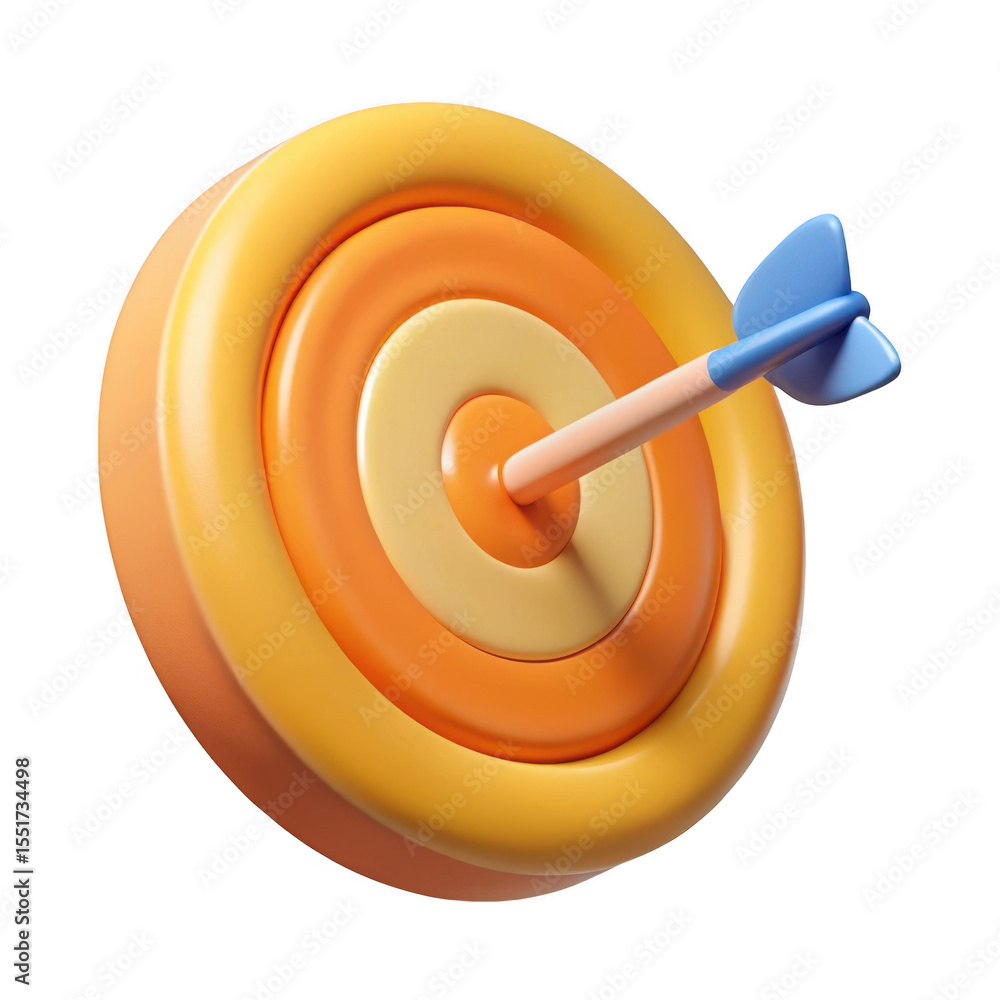 Poster 3d target with arrow isolated on transparent background