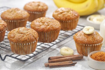 Banana muffins are made from a mixture of raw materials in the form of wheat flour and crushed banana.