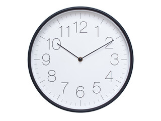 Simple wall clock with black frame and white face displaying 10:10 or 22:10. Ideal for time,...