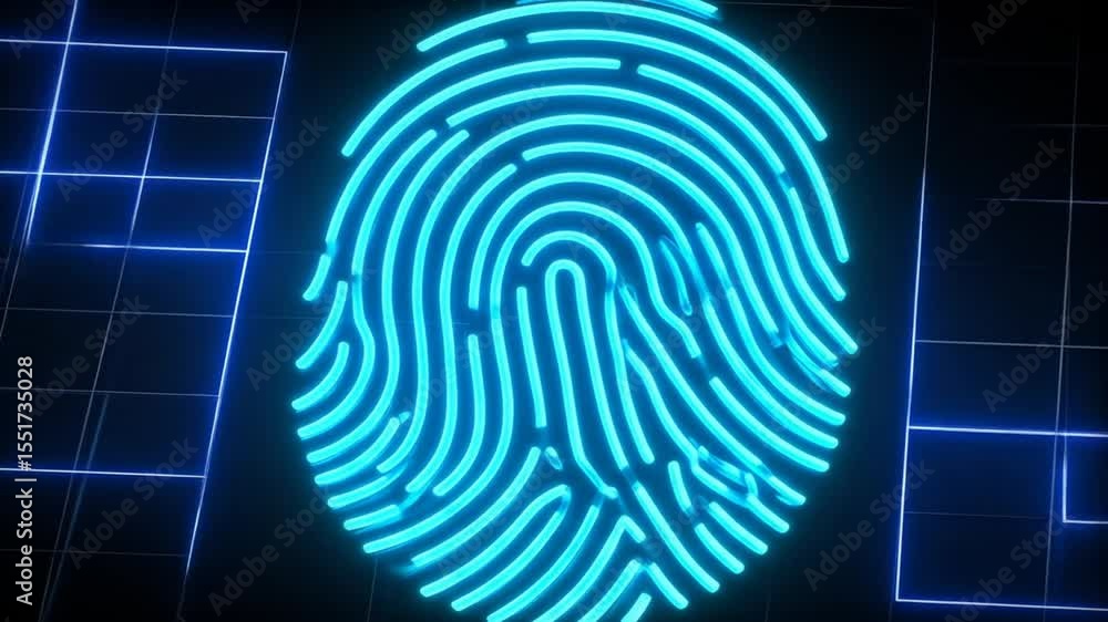 Aufkleber futuristic fingerprint scan animation for security technology authentication