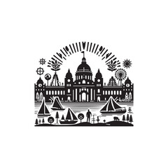 Sustainable Living Festivals(Victoria) Silhouette Vector Illustration, Solid White Background.