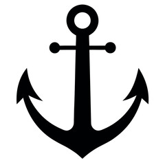 Black Anchor Silhouette on White Background Nautical, Maritime, and SeaThemed Design Element