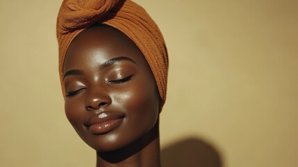 Close-up of a woman with a head wrap