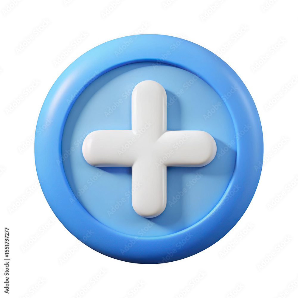 Poster 3d plus icon in circle isolated on transparent background