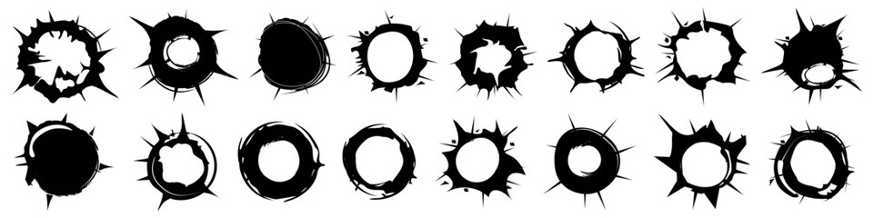 Set of black gunshot holes. Vector illustration © top dog