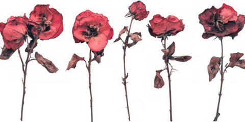Faded red roses arrangement on transparent background