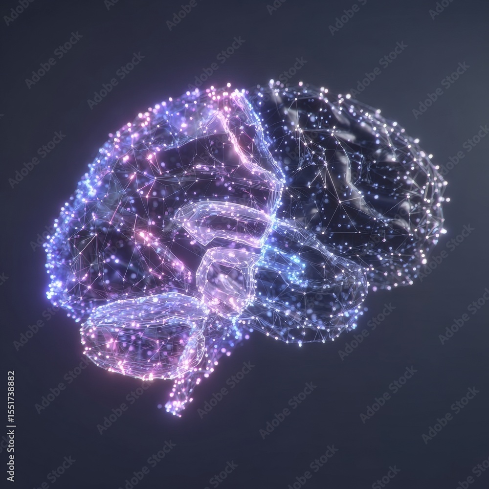 Poster the human brain's neural network is represented as a stock concept of brain activity and digital min
