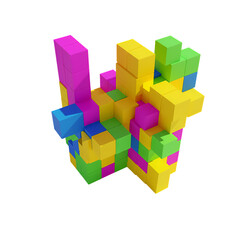 Obraz premium Vibrant Interlocking Cubes A 3D Abstract Composition isolated on transparent background