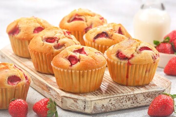 Strawberry muffins are a type of cake made from a mixture of flour, sugar, eggs, milk and leavening...