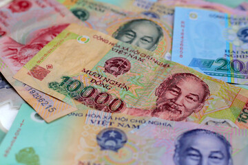 Vietnamese dong banknotes. Money concept