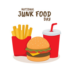 National junk food day. flat design. flyer design